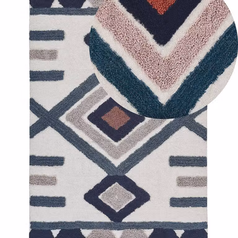 Wyld and Coco Multicolour Hand-Tufted Cotton Scandinavian Rectangular Rug W: 160 cm, L: 230 cm