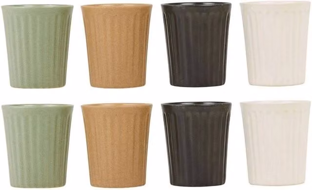 EONLION Set of 8 Ceramic Espresso Mugs, 150 ml, Multicolour
