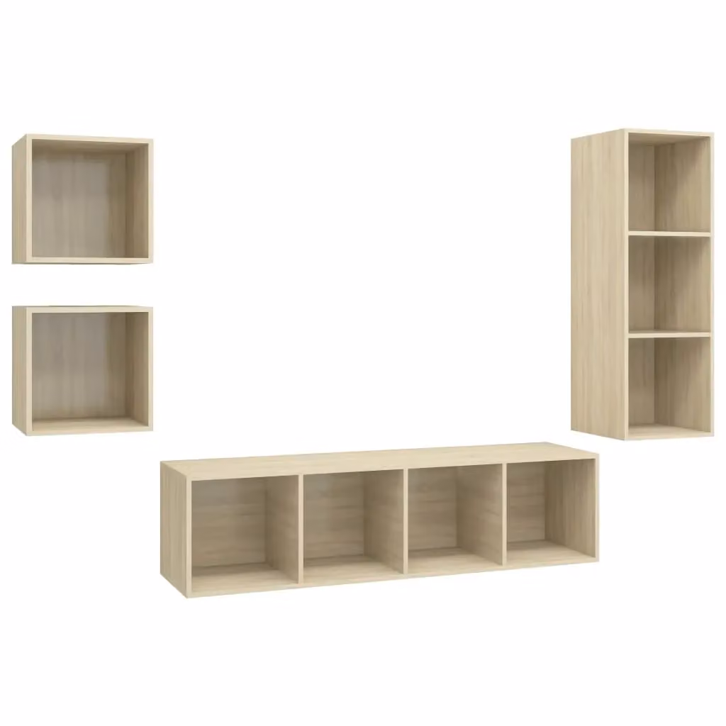 Berkfield Home 4 Piece Sonoma Oak TV Cabinet Set in Brown and Beige – 2