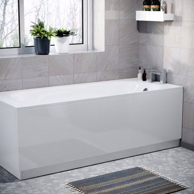 Nes Home White Waterproof Durable PVC Front Bath Panel, 15mm Thick, Width: 170 cm