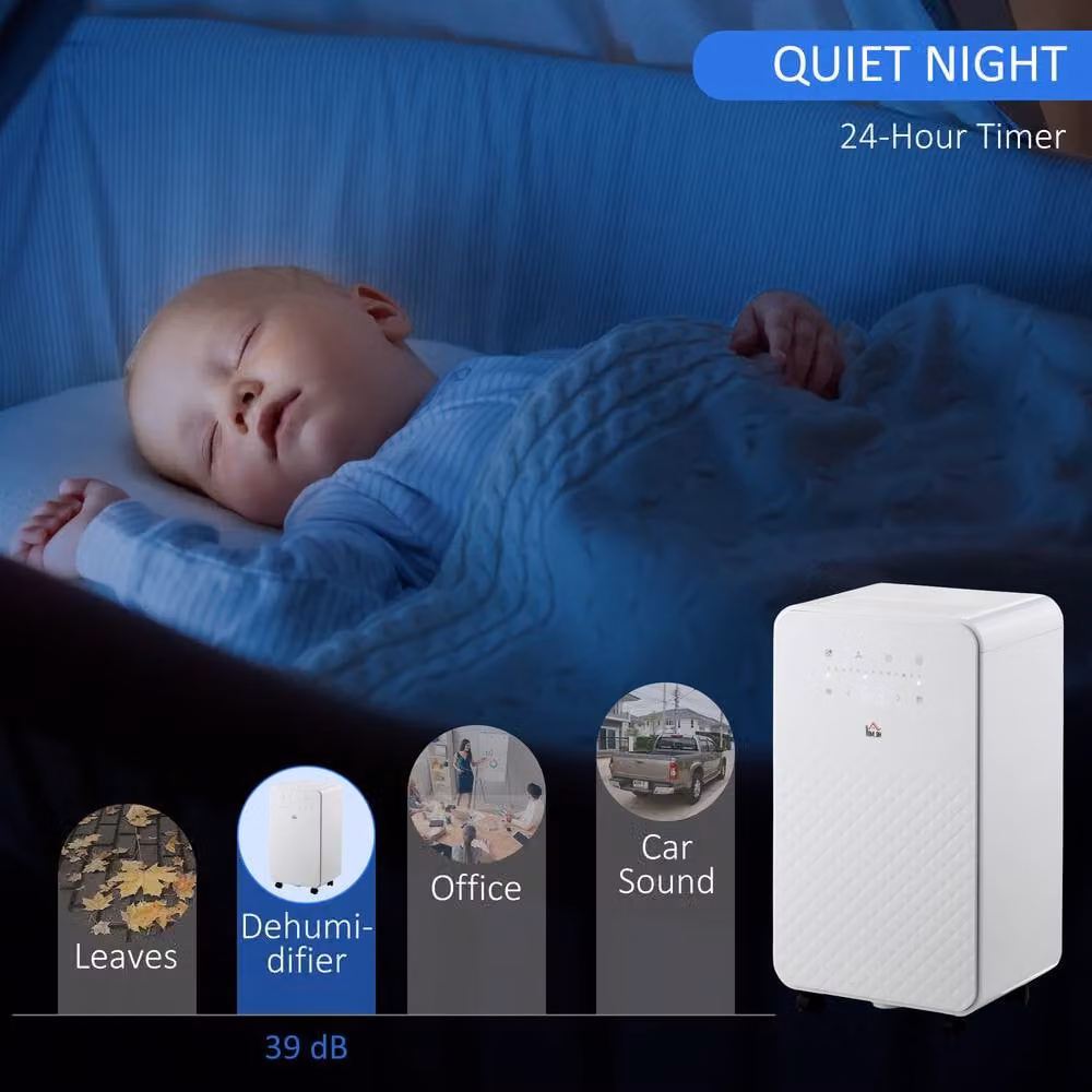 Rolipo Portable Dehumidifier and Air Purifier with 24H Timer, White, 10L/Day – 4
