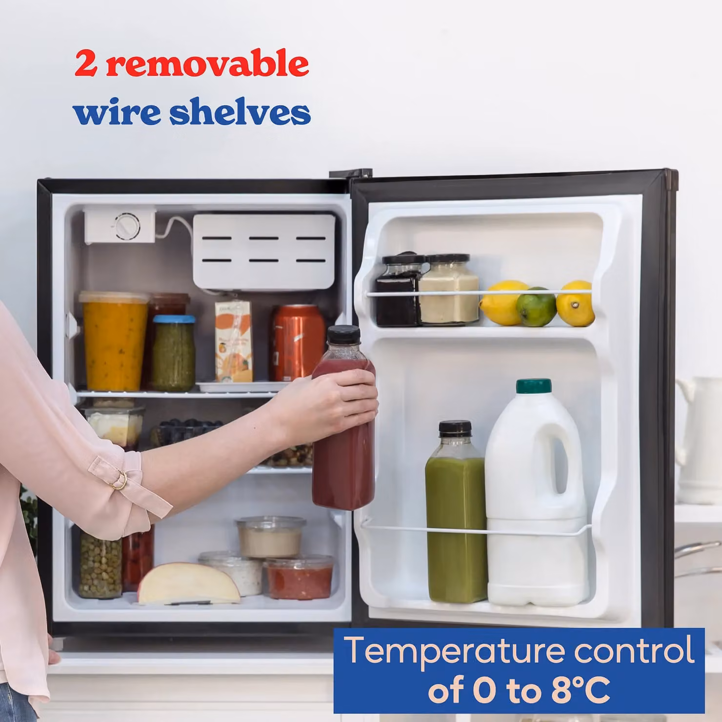 Russell Hobbs 66L Mini Countertop Fridge with Ice Box and Bottle Rack in Black – 4