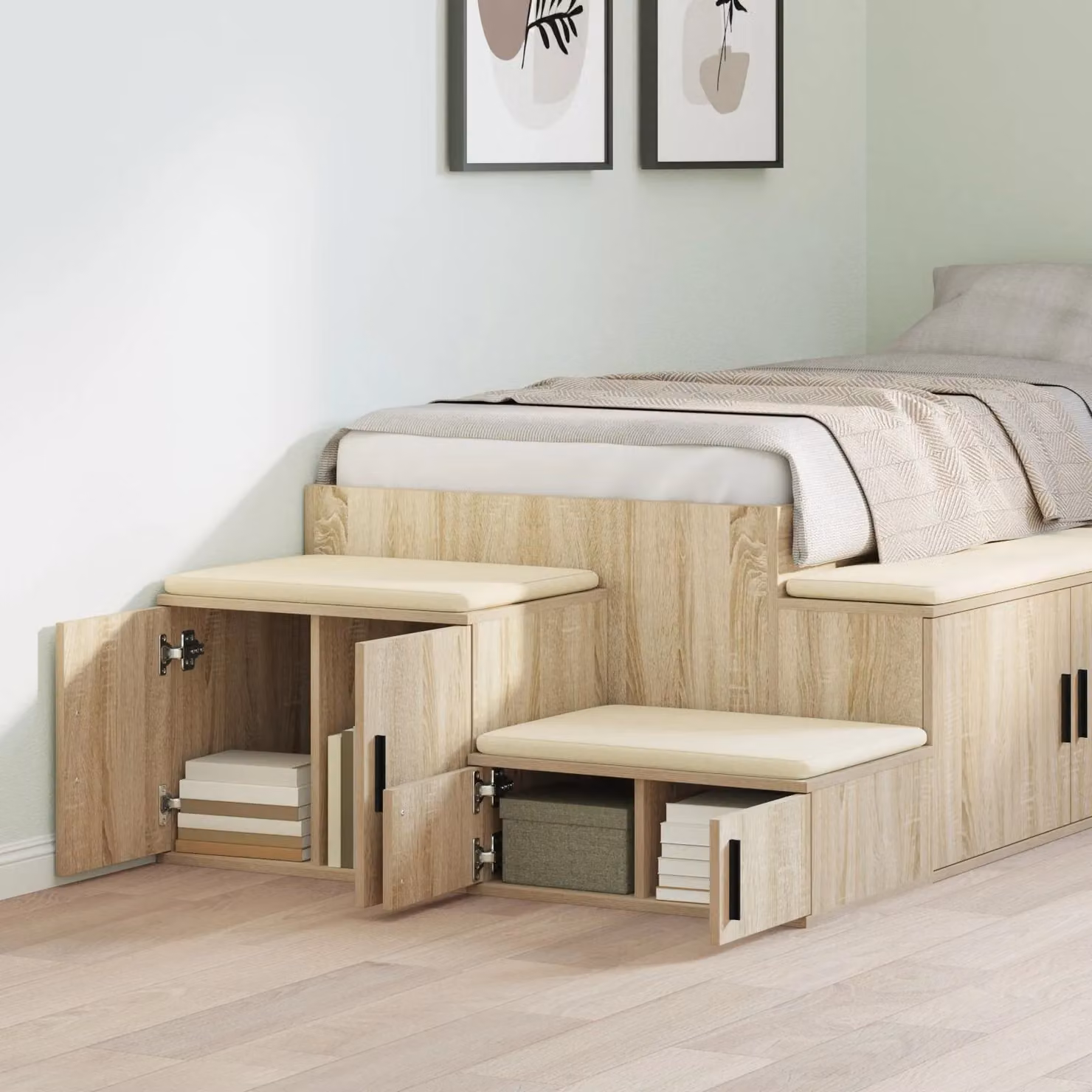 Berkfield Home Sonoma Oak Storage Cabinet in Beige, W: 108 cm, D: 40 cm, H: 40 cm – 2
