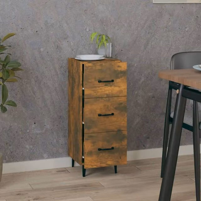 Berkfield Home Smoked Oak Sideboard in Brown, W/D/H: 34.5 x 34 x 90 cm – 1