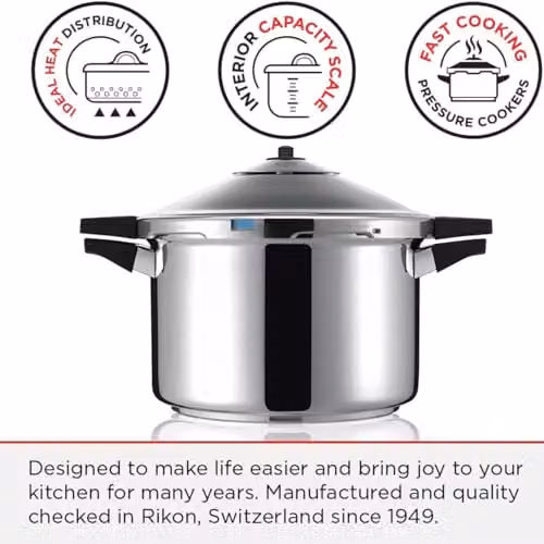 Kuhn Rikon Stainless Steel and Aluminium Pressure Cooker and Steamer Pot, Silver, 12L, 28cm – 4