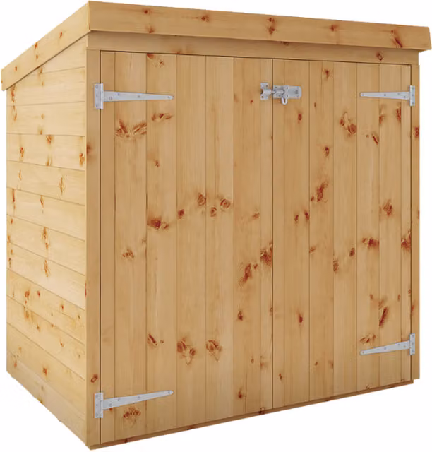 Mercia Brown Tongue and Groove Pent Mower Store with Double Doors, W: 144 cm, D: 152.4 cm, H: 143.6 cm