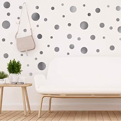 WALPLUS Silver Metallic Dotted Wall Stickers for Kids Room and Nursery Decor – 1