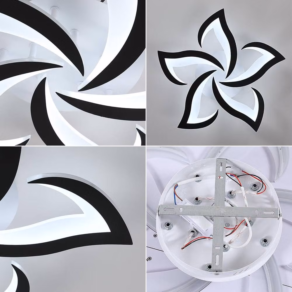 Pheashine Black Flower LED Ceiling Light, 60W, 6700LM, 6500K Cool White, Acrylic and Metal – 3