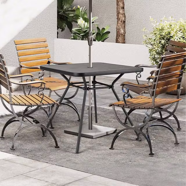 Costway Black Square Outdoor Dining Table, 80 cm