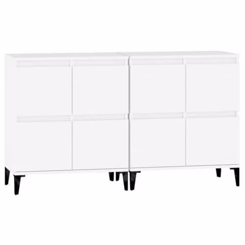 vidaXL Set of 2 Modern White Sideboards in Engineered Wood W/D/H: 60 x 35 x 70 cm