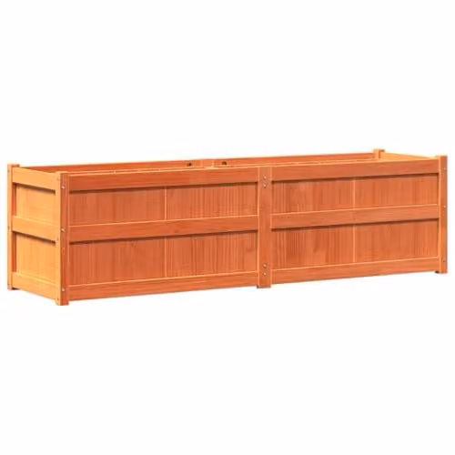 vidaXL Rustic Waxed Pine Wooden Raised Garden Planter, Brown, W/D/H: 180 x 50 x 50 cm – 1
