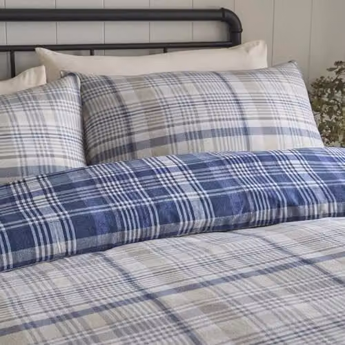 J Rosenthal & Son Custom Checked Flannelette Cotton Duvet Cover and Pillowcase Set in Blue – 2