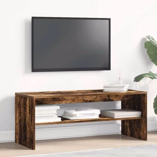 Berkfield Home Modern Smoked Oak TV Cabinet in Brown, W/D/H: 100 x 40 x 40 cm – 1