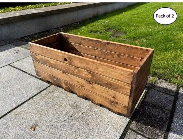 Charles Taylor Multi Pack of 2 Large Open Berwick Trough Planters in Light Brown – 1
