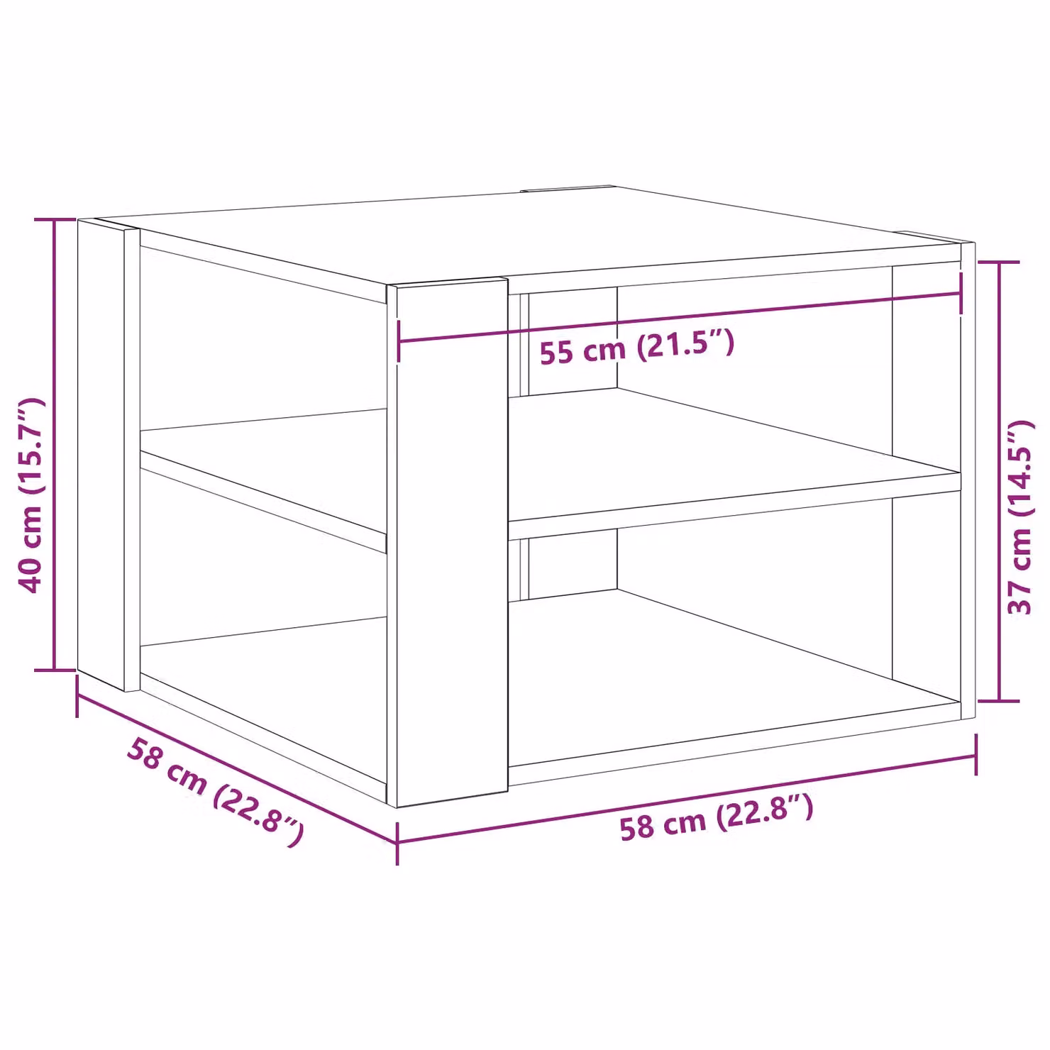Berkfield Home Black Oak Coffee Table, W: 59.5 cm, D: 59.5 cm, H: 40.0 cm – 5