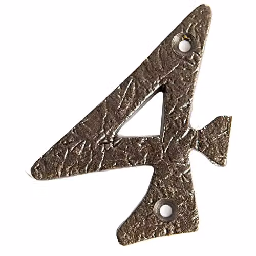 Hammer and Tongs Rustic Iron Number 4 Wall Decor in Grey, Height: 7 cm – 1