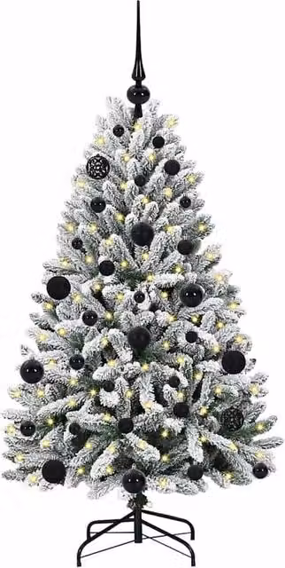 Berkfield Home Elegant Artificial Christmas Tree in Green and White, Height: 120 cm