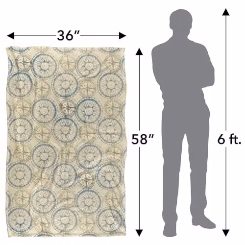 JQ Licensing Compass Pattern Silky Touch Super Soft Fleece Throw Blanket, Multicolour, W/D/H: 91 x 147 cm – 3