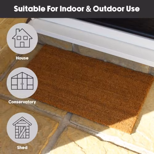 JVL Manor Plain Brown Coir Door Mat, W/D: 70 x 40 cm – 4