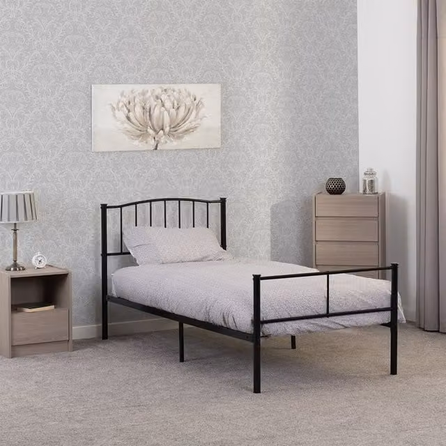 Seconique Newton 3' Single Metal Bed in Black