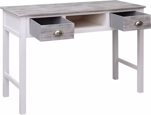 Berkfield Home Classic Wood Writing Desk in Grey, W/D/H: 110 x 45 x 76 cm