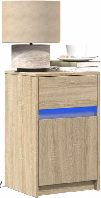 Berkfield Home Bedside Cabinet with Integrated LED Lights in Sonoma Oak Brown