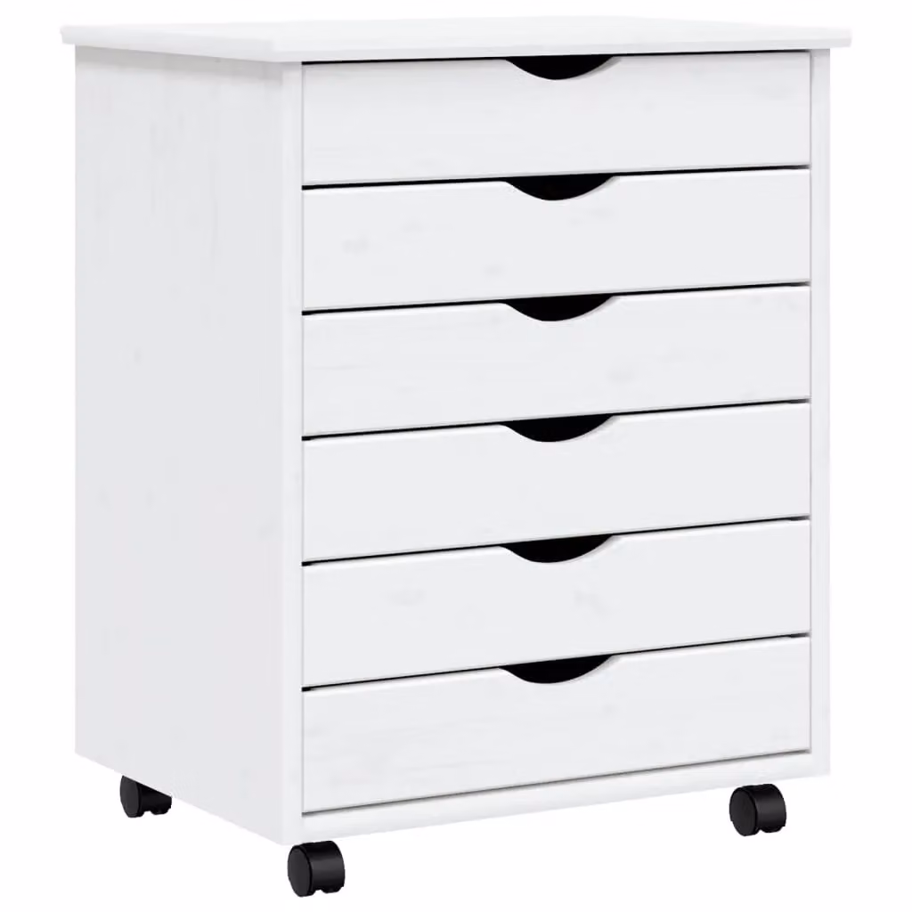 Berkfield Home Moss Rolling Cabinet with Drawers in White Solid Pine Wood – 2
