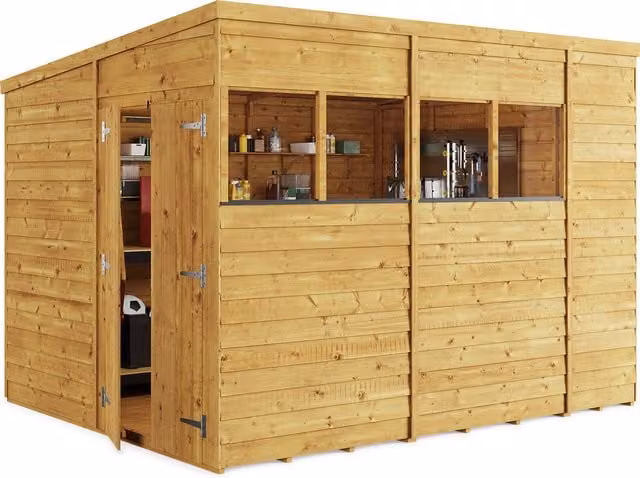 BillyOh Switch Overlap Pent Wooden Garden Shed with Window in Brown