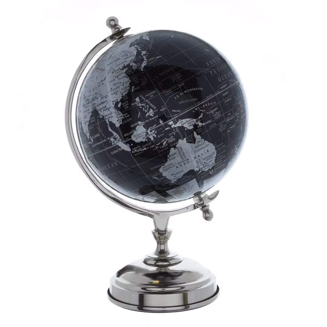 Madison & Mayfair Elegant Black and Silver Metal Decorative Tabletop Globe – 2