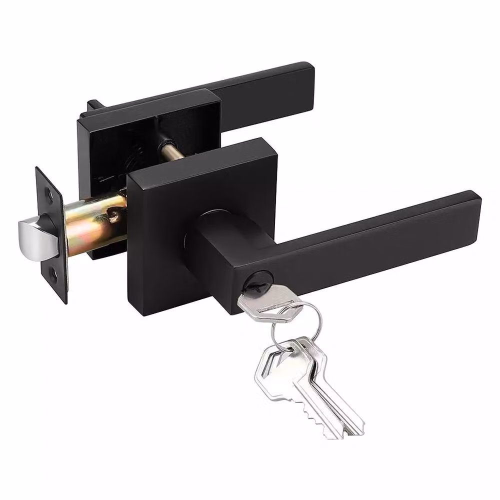 Kelvenix Black Aluminium Alloy Internal Door Latch and Lever Handle Set with Keys for Bathroom or Bedroom Doors – 3