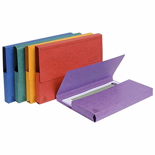 Exacompta A4 5 Pocket Gusseted Paper Folders with Flap, Multicolour, FSC Certified