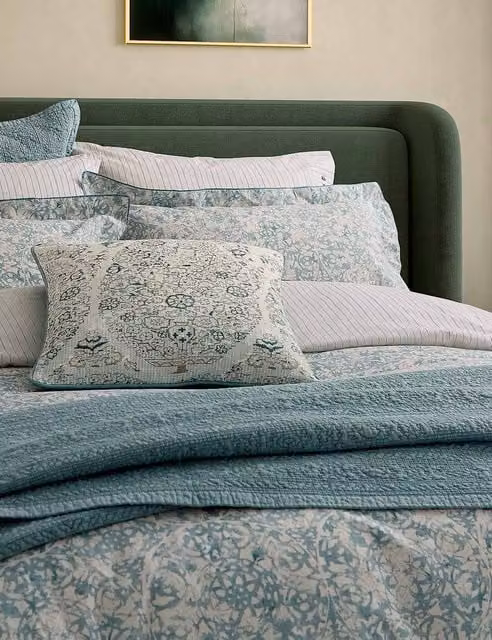 Bedeck of Belfast Pure Cotton Square Floral Embroidered Cushion in White Mix