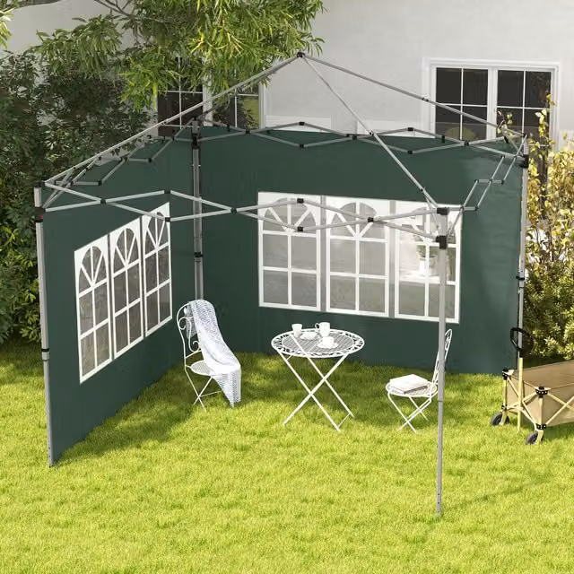 OUTSUNNY Green Polyester Gazebo Side Panels for 3x3m or 3x4m Pop Up Gazebos, 2 Pack – 1