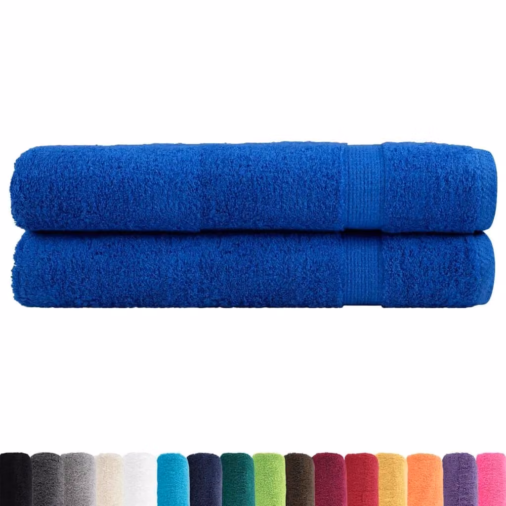 Berkfield Home SOLUND Premium Cotton Terry Towels, 2 Pack, Blue, W: 100 cm, L: 200 cm, 600gsm – 2
