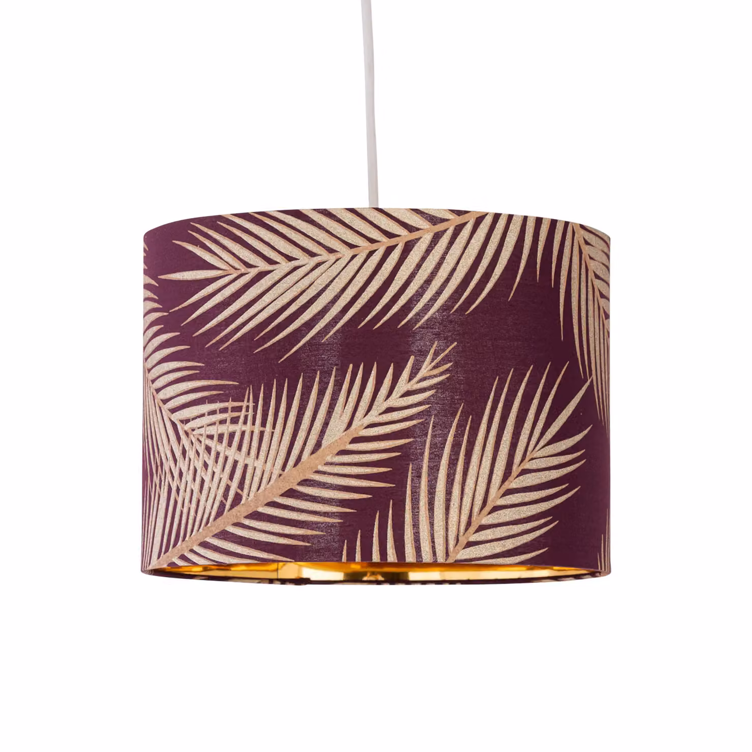 First Choice Lighting Set of 2 Tropica Burgundy and Gold Fabric Pendant Lamp Shades, Diameter: 25 cm – 2