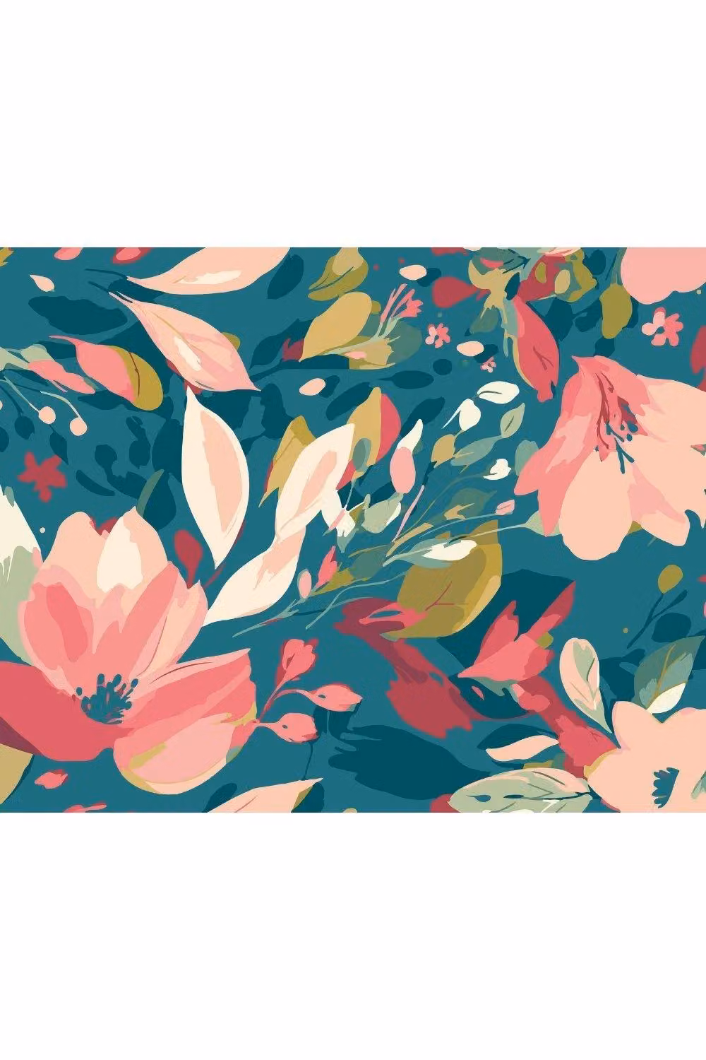 Origin Murals Flowing Flowers Art Nouveau Wall Mural in Petrol, W: 300 cm, H: 240 cm – 2