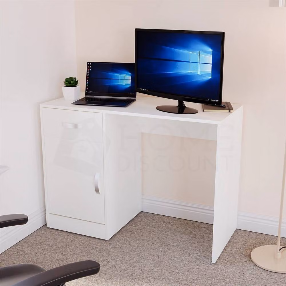 EONLION White Modern Computer Desk with Drawer and Door, Width: 100 cm – 3