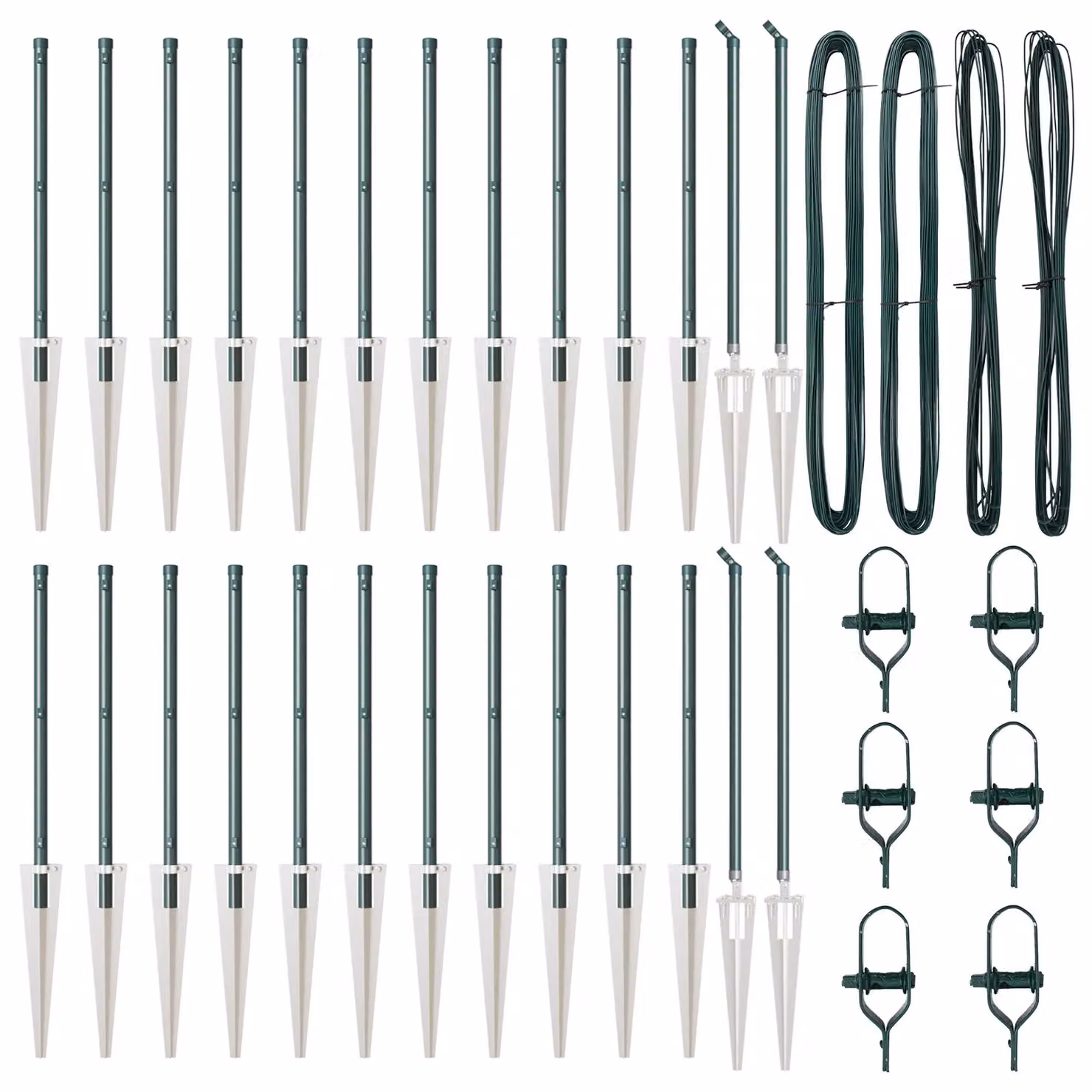 Berkfield Home 26-Piece Galvanised Steel Round Fence Posts with Spike in Green, Height: 80 cm, Diameter: 32 mm – 2