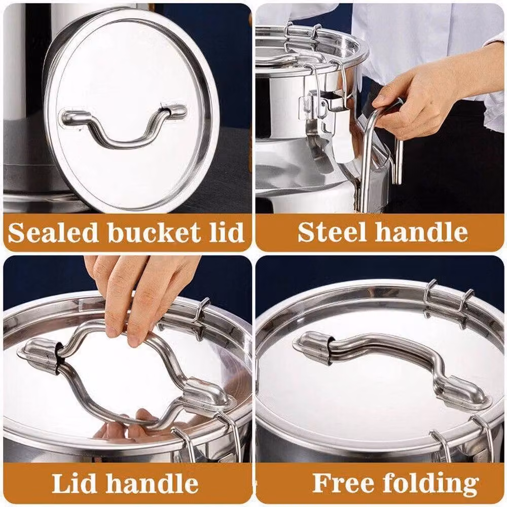 FORGEVIO 35L Large Stainless Steel Milk Can with Clamp in Silver – 6