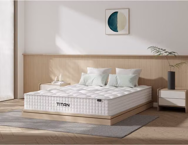 Titan Double Hybrid Ortho Pocket Mattress in White, W/D/H: 140 x 200 cm
