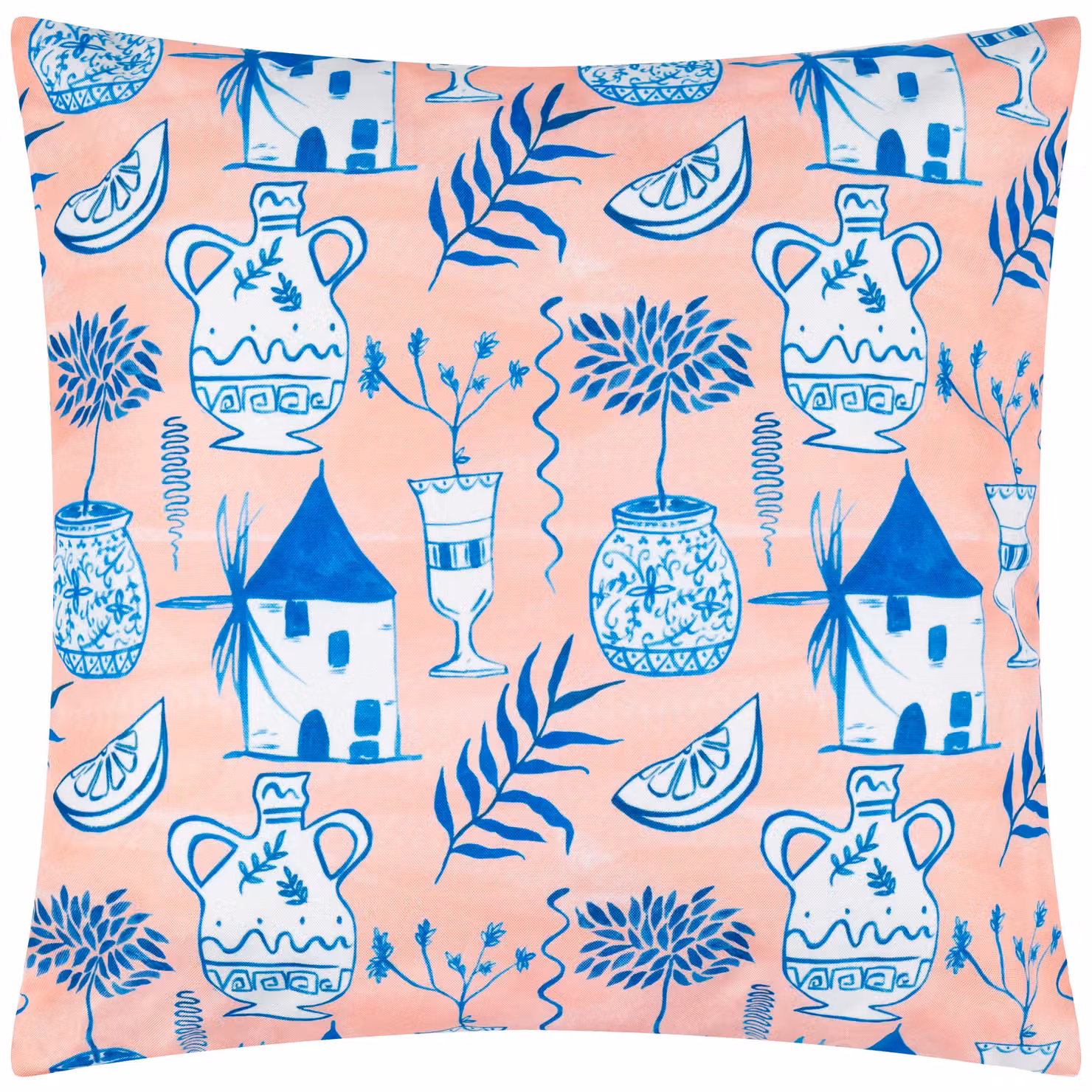 Furn Aegina Floral Printed Outdoor Cushion in Peach and Pink – 2