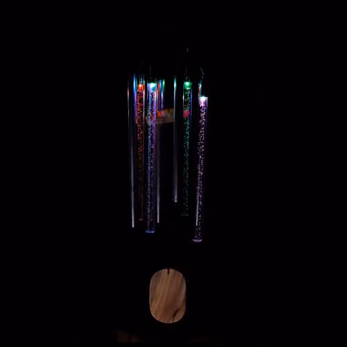 Gardenwize Solar Powered Colour Changing LED Wind Chime in Black with 4 Cylinders – 6