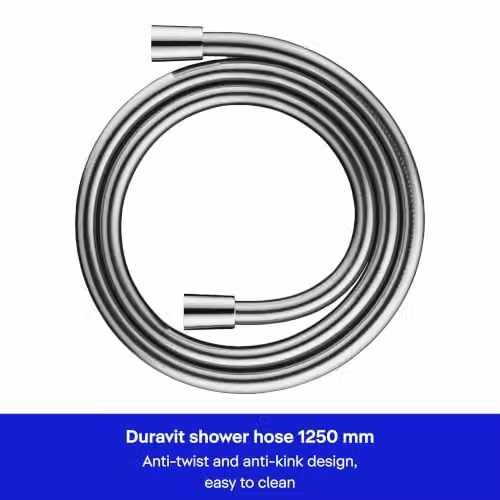 Duravit Universal Shower Hose with Anti-Twist and Kink Protection, Silver, 1.25 m – 2