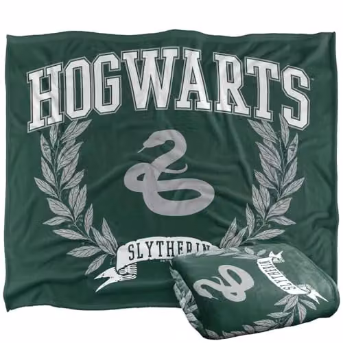 LOGOVISION Harry Potter Slytherin Hogwarts Leaves Super Soft Fleece Throw Blanket, Multicolour, W: 152.4 cm x D: 127 cm