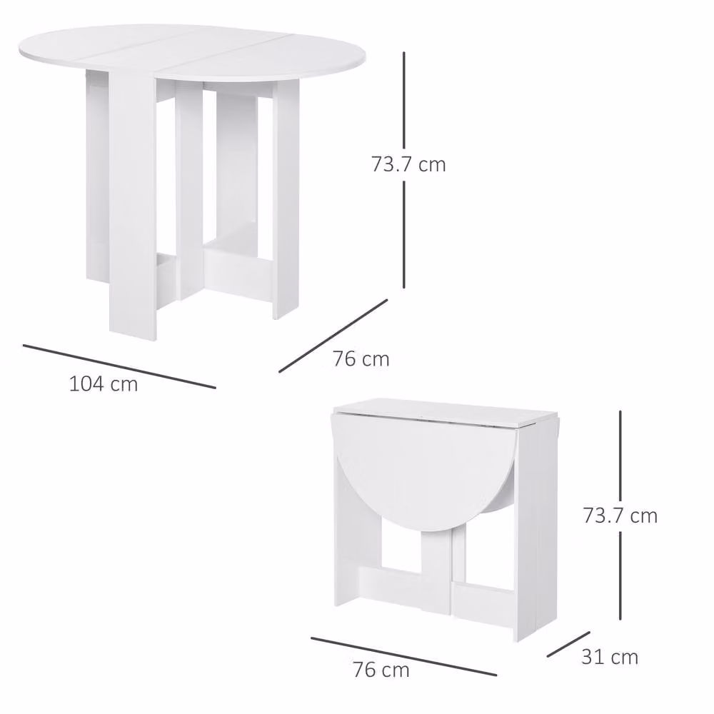 STILVORA Modern Round Drop Leaf Dining Table in White Matt MDF – 4