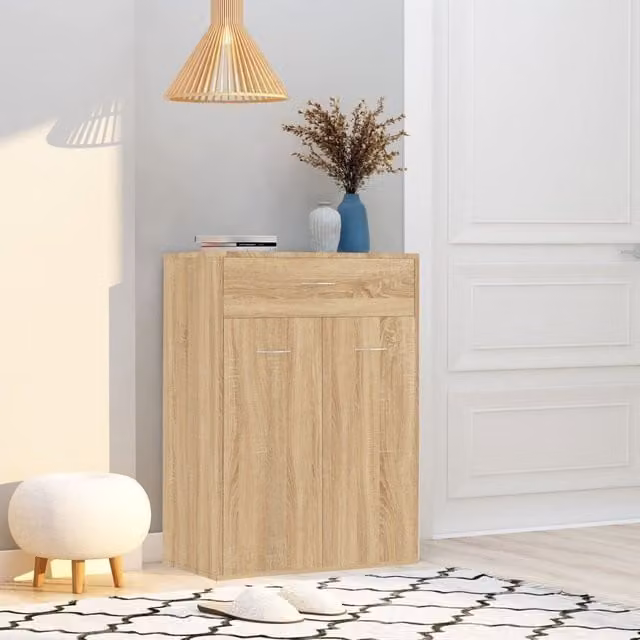 Berkfield Home Sonoma Oak Shoe Cabinet in Brown, W/D/H: 60 x 35 x 84 cm