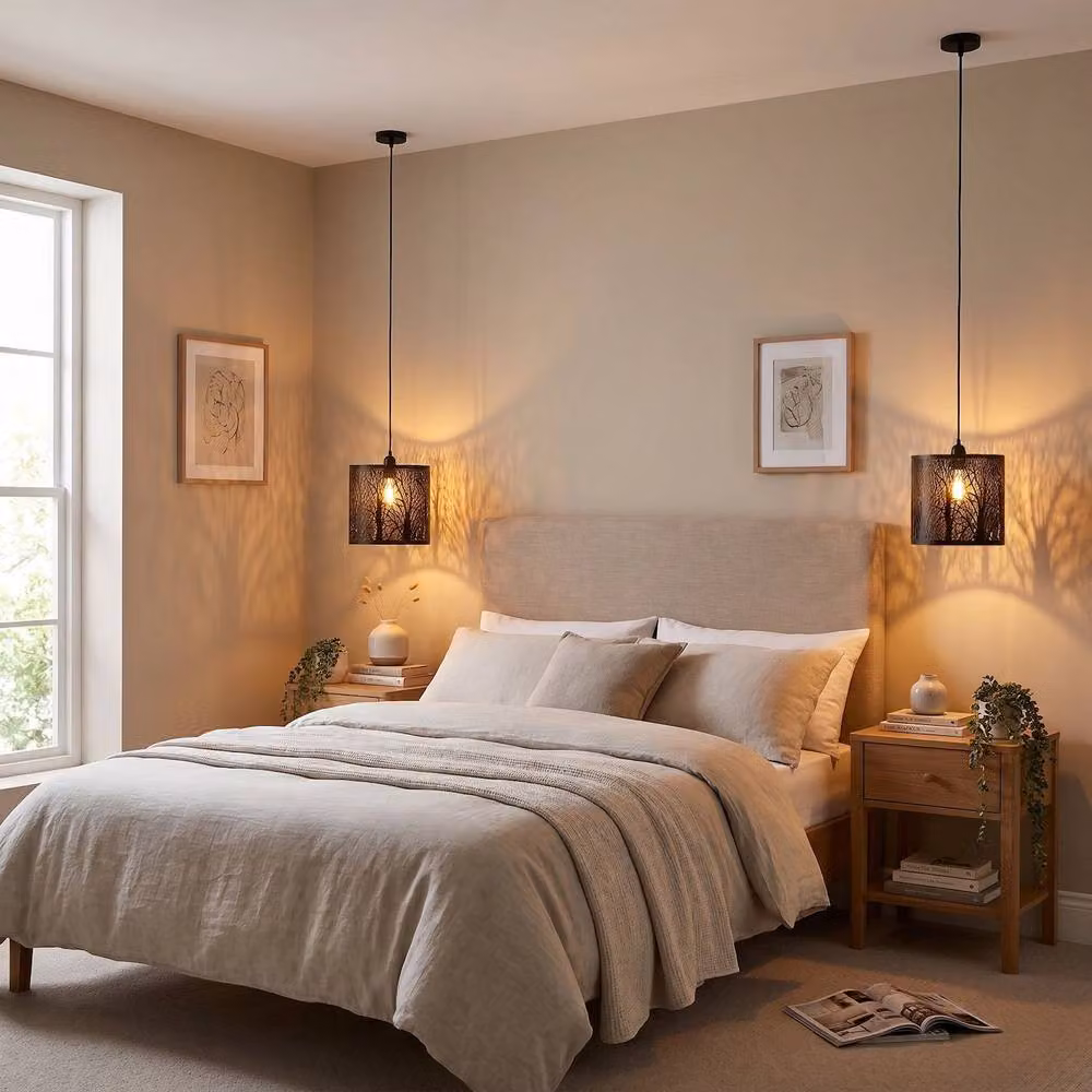 Happy Homewares Metal Forest Design Ceiling Pendant Shade in Black – 3
