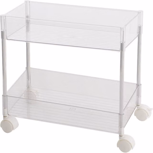 Living and Home 3-Tier Transparent Rolling Storage Cart in Clear