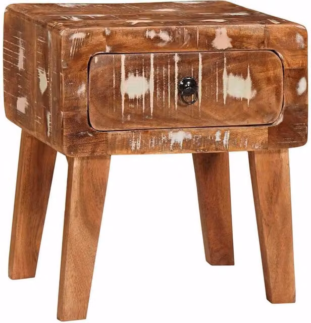 Berkfield Home Multicolour Rustic Reclaimed Wood End Table, Brown, W: 40 cm, D: 32 cm, H: 46 cm – 1