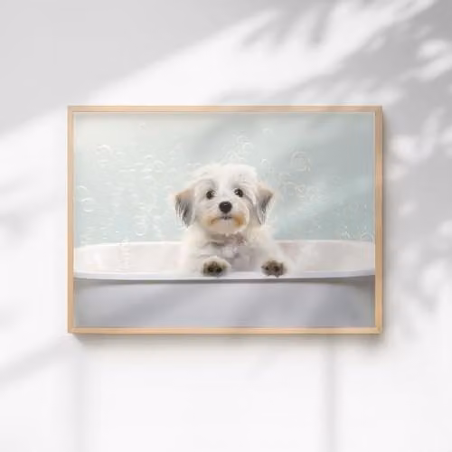 60 Second Makeover Havanese In The Bath Quirky Animal Print Paper Poster, A4